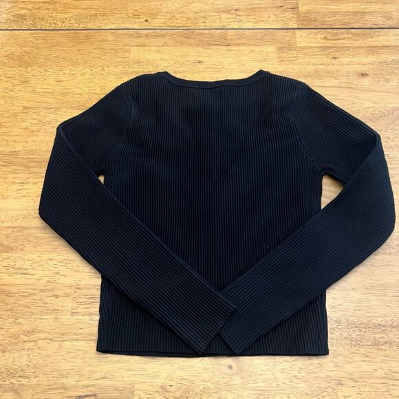 Promise the Label Boutique Black Ribbed Long Sleeve Top Size S - Picture 3 of 4